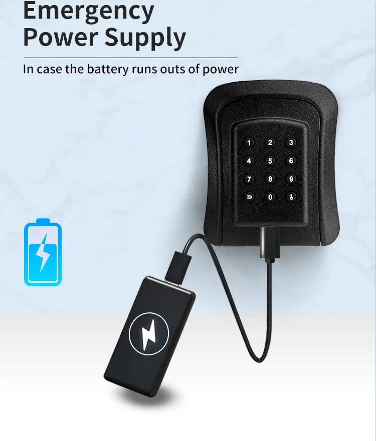 Tuya/TTlock Smart Password Key Box – Outdoor IP65 Waterproof Anti-Theft Wall Mount Security Safe in ABS/Metal