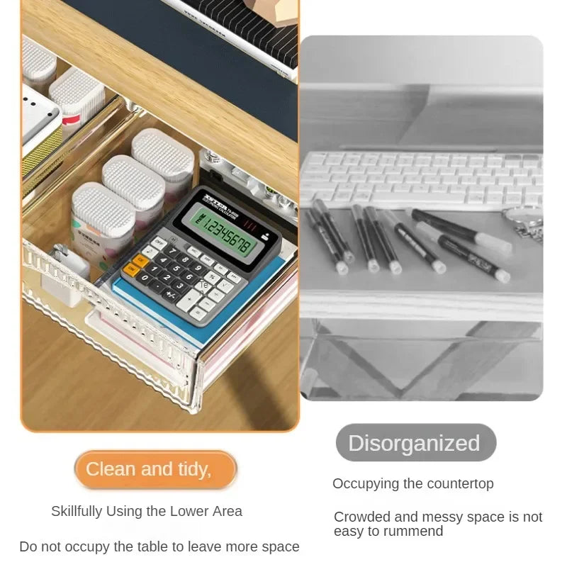 Invisible Pull-Out Storage Box — Large Capacity Hanging Under-Desk Drawer Organizer for Table & Workspace