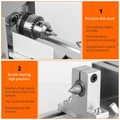 Mini Wood Lathe Machine - 12-24V DIY Rotary Tool for Woodworking, Buddha Pearl Grinding & Polishing Crafts