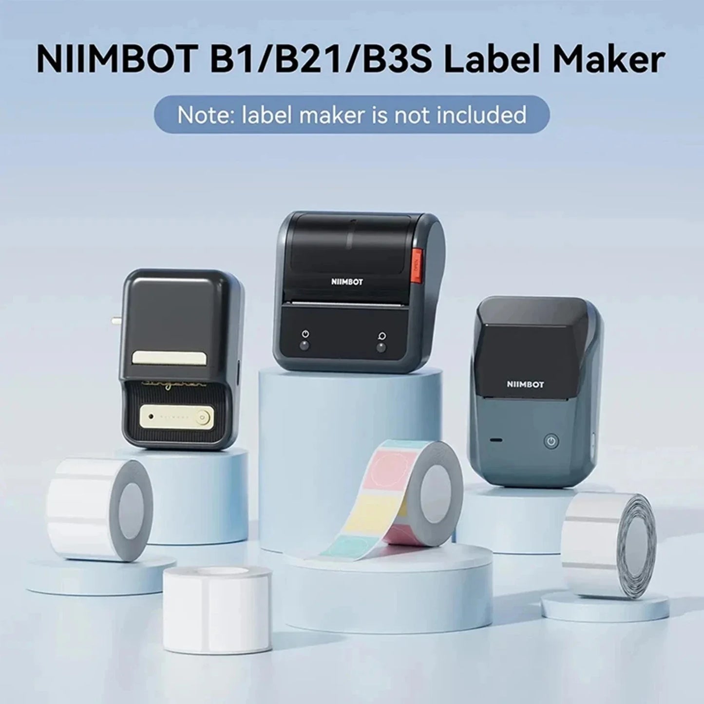 Niimbot B21/B1/B203 Mini Bluetooth Thermal Printer – Waterproof Oil-Resistant Label Maker with Adhesive Sticker Paper for Office Use