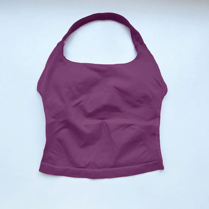 NCLAGEN Impact Halter Top — Women's Padded Longline Strappy Yoga Tank for Gym, Pilates & Fitness Activewear
