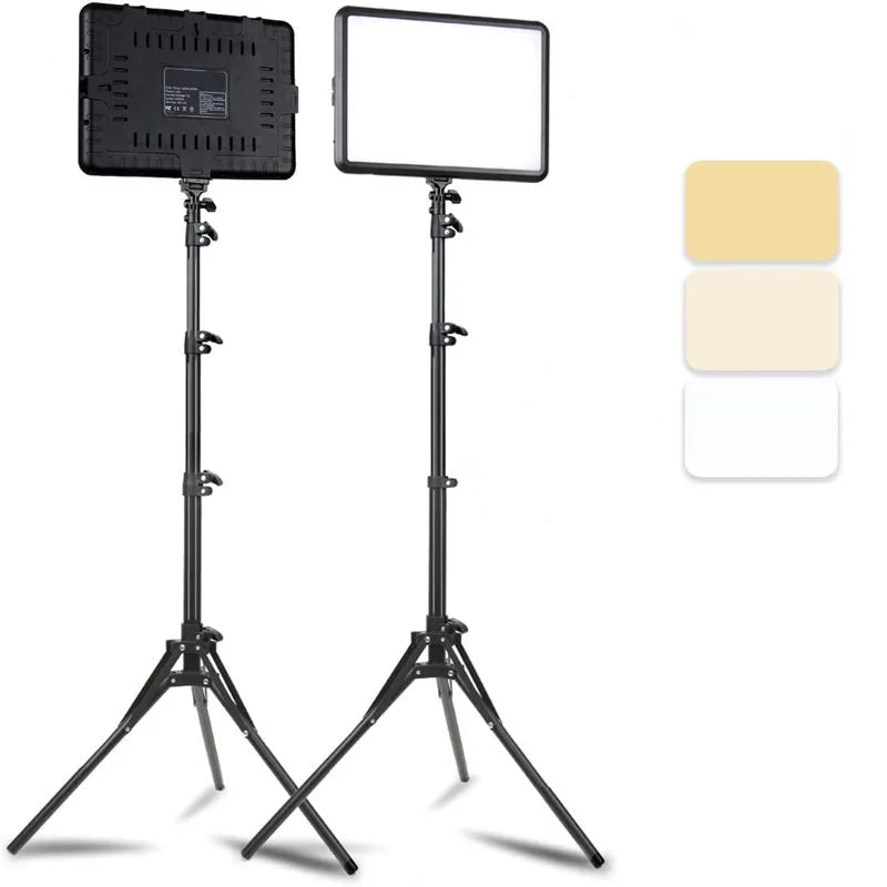8"/12" LED Video Light Panel Kit – Photography & Streaming Studio Lamp with Tripod Stand for YouTube Live Shoots