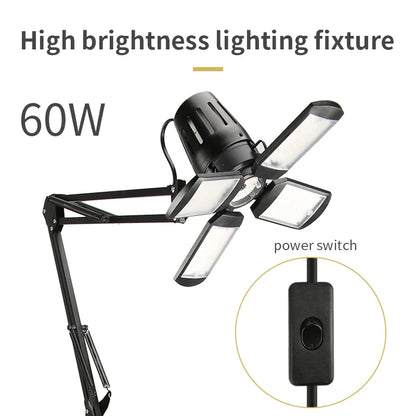 TAIDU Tattoo Workstation – Foldable LED Light 60W with Phone Holder, Tray Table, Nail Lamp & Tattoo Work Cart