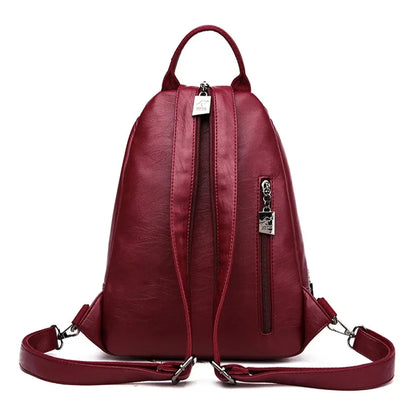 Multifunctional Women's Leather Backpack - Casual Style for Teen Girls, School and Travel Bagpack, Ladies' Chest Bag Sac