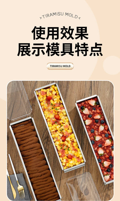 Tiramisu Removable Cake Mold Set — Stainless Steel Stand, Long Tray & Shovel Tool for Baking, Kitchen Accessories