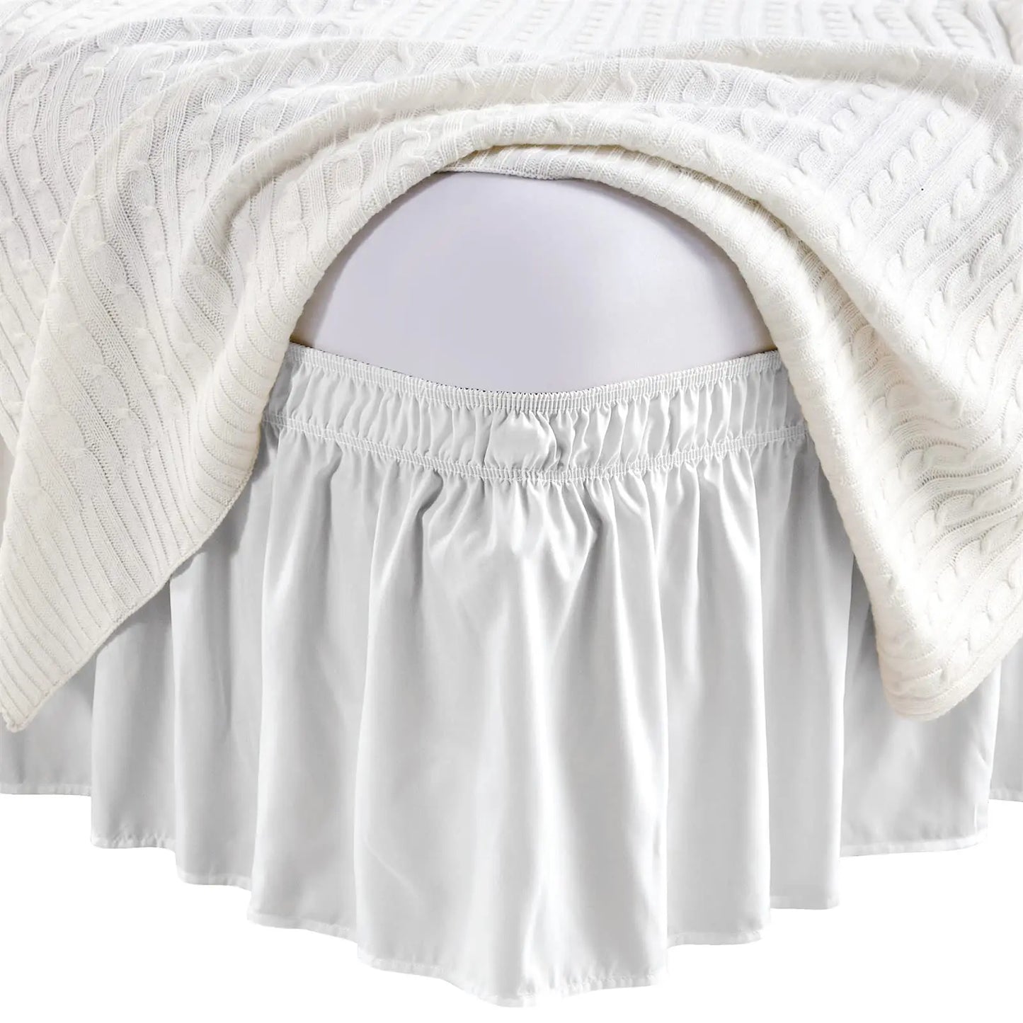 Elastic Wrap-Around Bed Skirt – Soft Fade-Resistant Ruffle Bed Cover & Mattress Protector (Couvre Lit Style)