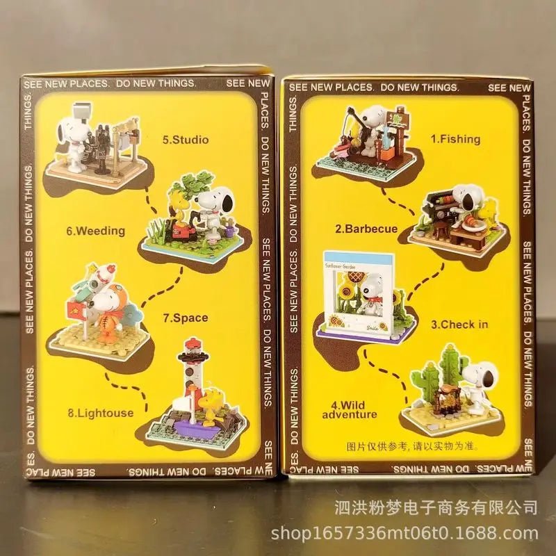 Genuine Snoopy Blind Box Toy — Cartoon Supermarket & Garden Furniture Building Blocks for Kids