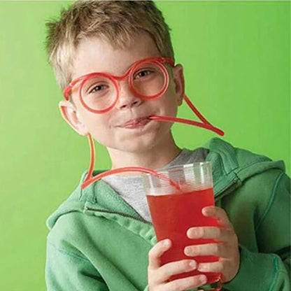 Straw Glasses - Funny Soft PVC Flexible Drinking Straws for Kids Party and Bar Supplies, Creative Toy and Accessories