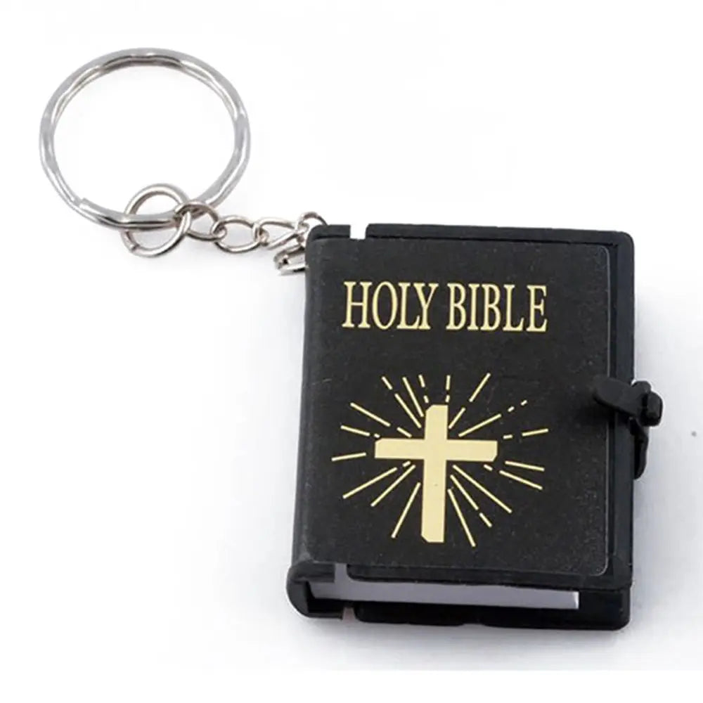 Mini English Holy Bible Keychain - Christian Jesus Cross & Muslim Keyring, Prayer God Bless Charm for Women’s Bag
