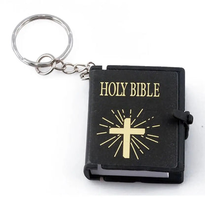 Mini English Holy Bible Keychain - Christian Jesus Cross & Muslim Keyring, Prayer God Bless Charm for Women’s Bag