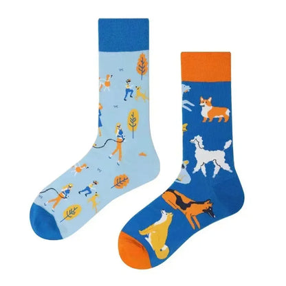 WY_New Asymmetrical Couples Mandarin Ducks Cotton Socks – Fashion Sports Colorful Medium & High Sleeve Unisex Crew Socks, Trendy Couple Gift Socks