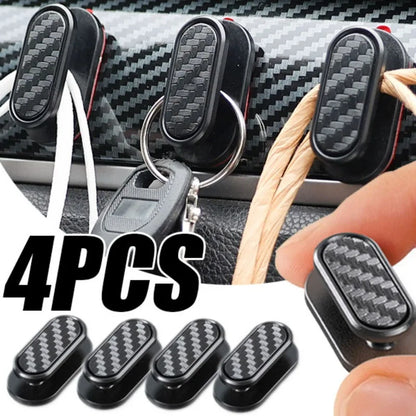 Car Invisible Small Hooks – Carbon Fiber Self-Adhesive Dashboard Wall Hook for USB Cable, Headphones, Keys, Car Interior Organizer