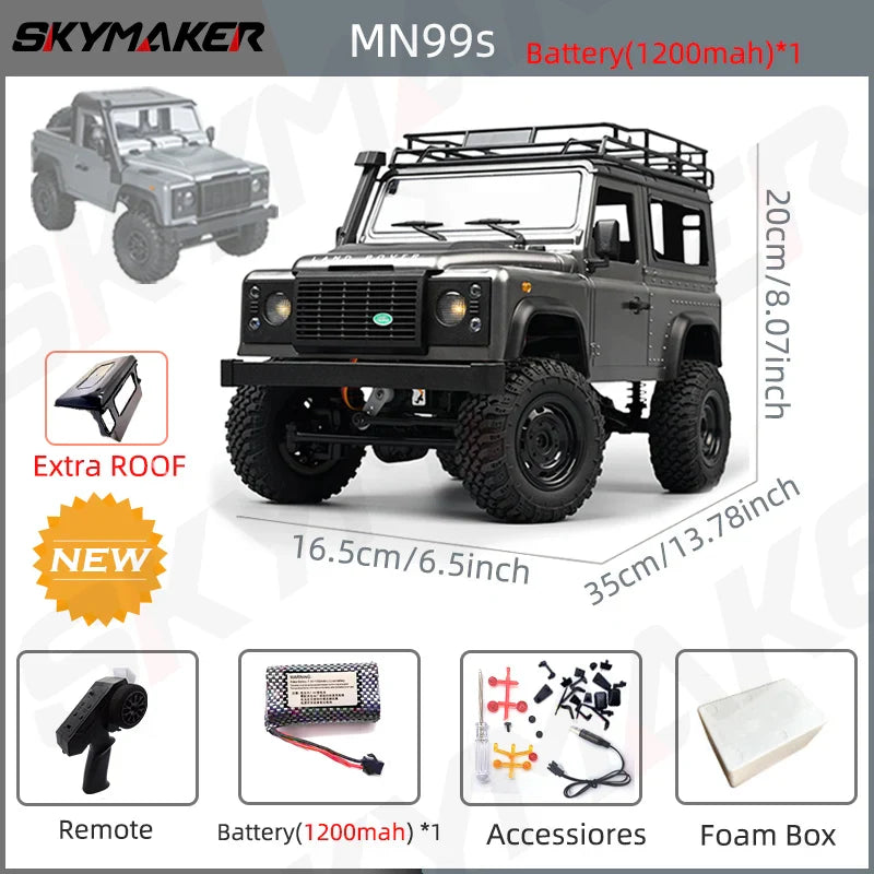 MN99s MN98 1:12 RC Rock Crawler – 2.4G 4WD Defender RTR Remote Control Car, 1/12 RC Truck Toys