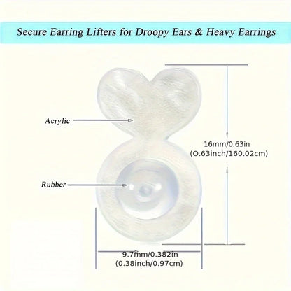 Large Acrylic Earring Backings – Comfortable Ear Lifters Stopper Pads, Practical Secure Earring Support Accessories