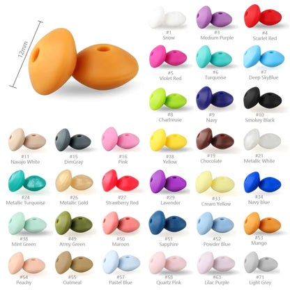 12mm Silicone Lentil Abacus Beads 50/100PCS – DIY Loose Focal Beads for Jewelry, Bracelets, Necklaces & Keychains