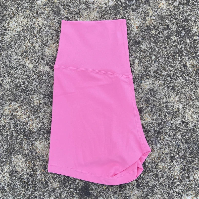 Women's High Waist Athletic Yoga Shorts – Solid Color Squat Proof Fitness Shorts for Running, Cycling & Training
