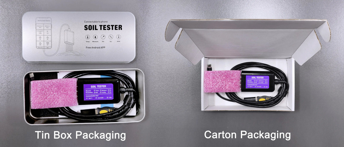 8 in 1 Soil Tester with USB Type-C – Temperature, Moisture, EC, PH, NPK, Portable Sensor, Free Android App