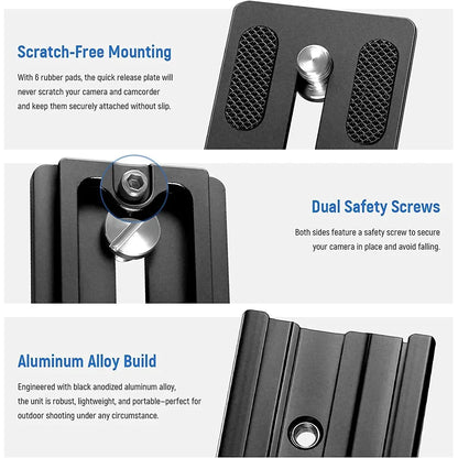 BEXIN QR120 Quick Release Camera Clamp – Arca-Swiss Tripod Mount Long Plate Lens Support Bracket Adapter Clip