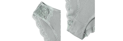 Floral Lace Cotton Women’s Panties - Comfortable Briefs, Solid Color Underwear, 3PCS/Set, Sizes M-XXL