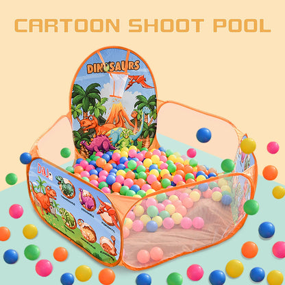 Cartoon Dinosaur Ball Pool Tent – Blue & Orange Foldable Indoor/Outdoor Play Tent for Kids (Balls Not Included)