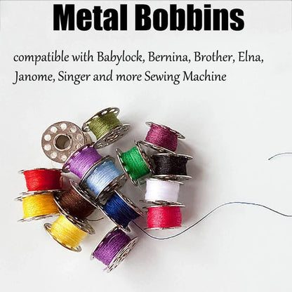 25PCS Metal Sewing Bobbins Set - Visible Mesh Storage Box for Singer Brother DIY Sewing Machine Accessories