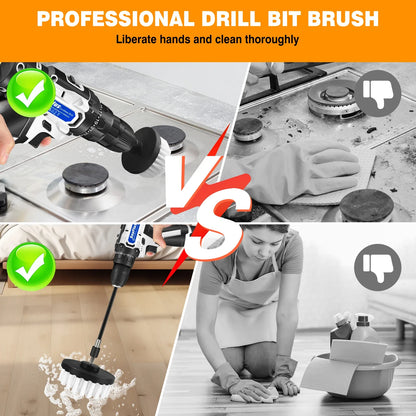 Cordless Drill Brush Kit - All-Purpose Electric Spin Scrubber & Cleaning Brush for Drilling and Cleaning Tasks