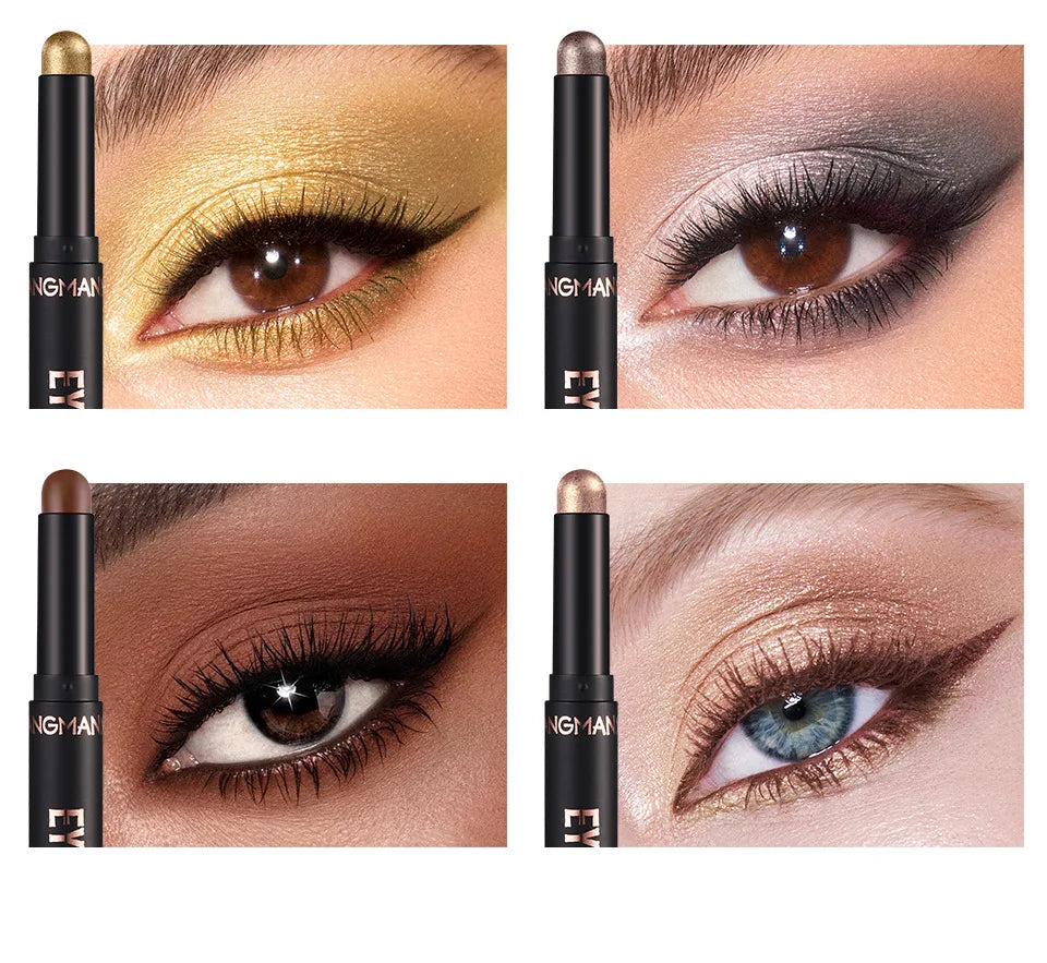 LANGMANNI 16-Color Pearl Waterproof Eyeshadow Stick – Long-Lasting Color & Face Highlight