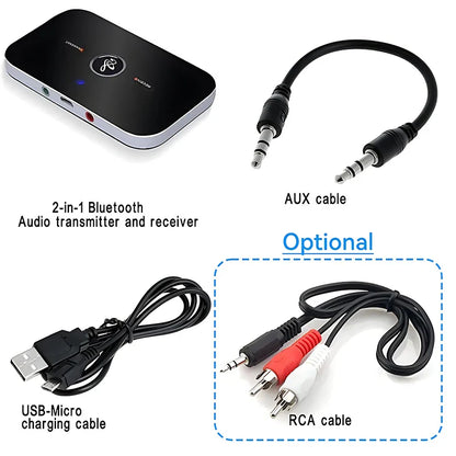B6 2-in-1 Bluetooth 5.3 Audio Transmitter & Receiver | 3.5mm AUX RCA USB Wireless Adapter for Car, PC, TV, Headphones