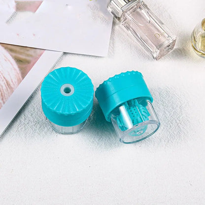 Portable Rotatable Contact Lens Cleaner Case – Manual Cleaning & Storage Container, Plastic Eyewear Accessories Holder for Travel