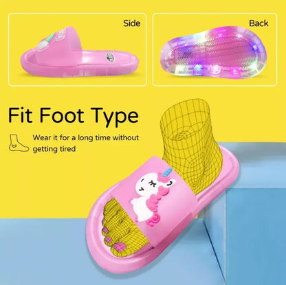 Unisex Light-Up Cartoon Unicorn Slippers - Cute Kids’ Indoor & Bathroom Shoes for Toddlers