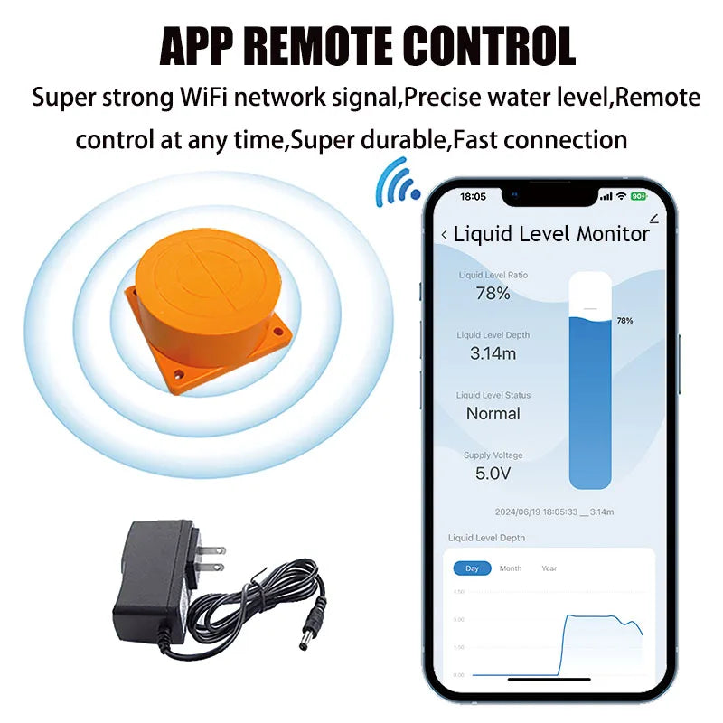 Moray ME201W Intelligent Remote Water Tank Level Sensor – Smartphone-Controlled Full Alarm System & Controller