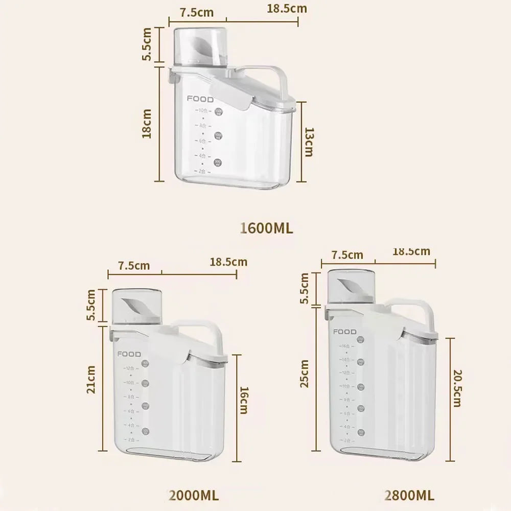 Airtight Rice Storage Container with Measuring Cup - Cereal & Dry Food Dispenser, BPA-Free Pet Food Box for Dogs & Cats