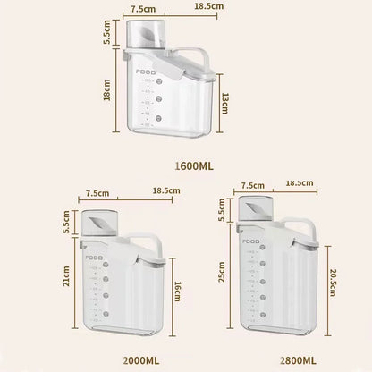 Airtight Rice Storage Container with Measuring Cup - Cereal & Dry Food Dispenser, BPA-Free Pet Food Box for Dogs & Cats