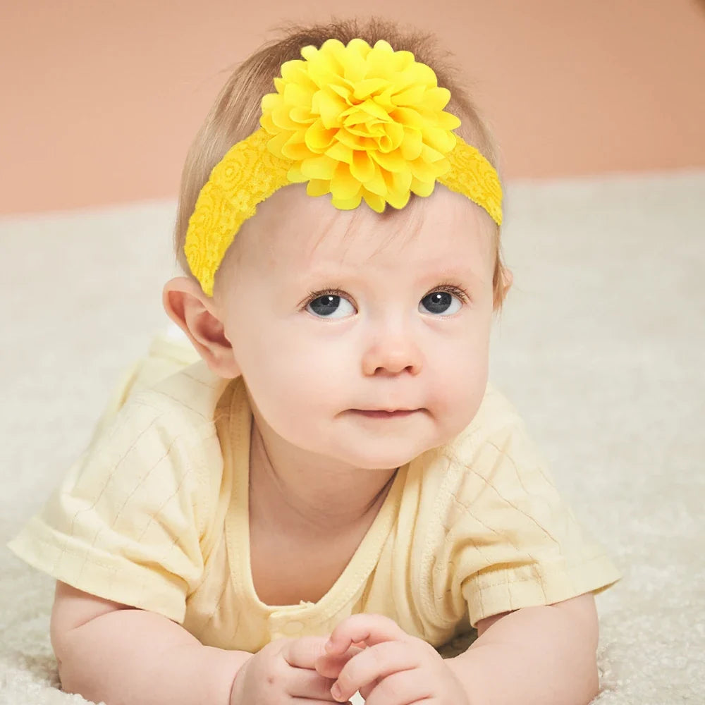 20-Piece Baby Flower Headbands - Soft Lace Nylon Elastic Hair Bands for Infants & Toddlers