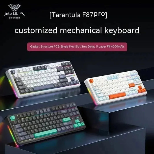 AULA F87 Pro 87-Key Mechanical Keyboard – Tri-Mode 2.4G/USB/Bluetooth, RGB, PBT Keycaps, Gasket Mount, 5-Layer Silencing, Full Key No Impact