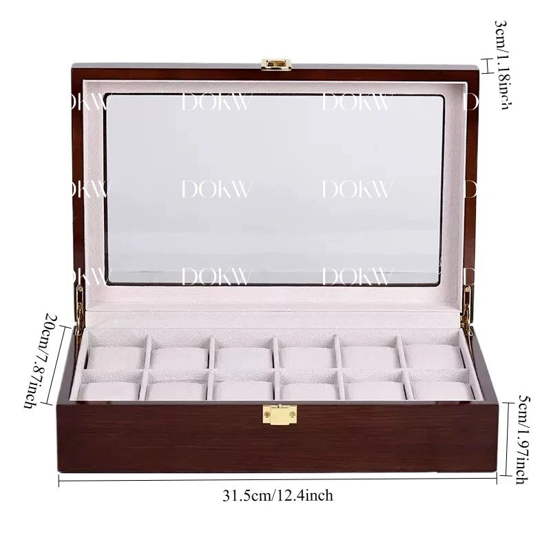 Luxury Wooden Watch Box Organizer – 1/2/3/5/6/10/12 Grid Slots Display Case for Men & Women Watches Jewelry