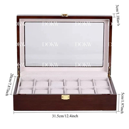 Luxury Wooden Watch Box Organizer – 1/2/3/5/6/10/12 Grid Slots Display Case for Men & Women Watches Jewelry