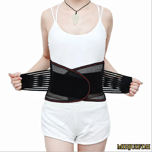 Lumbar Support Waist Belt with Steel Plate – Intervertebral Disc Support for Muscle Strain, Mesh Fixation Belt
