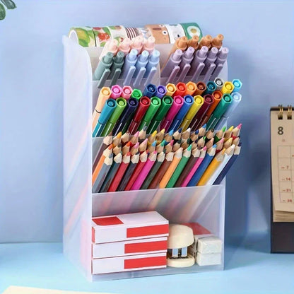 Pen Holder Desk Organizer - Pencil, Pen & Stationery Storage Tray for Home, School & Office