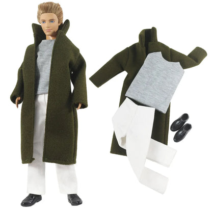 12" Ken Doll Clothes — Woolen Overcoat Outfit with Multiple Styles to Choose From
