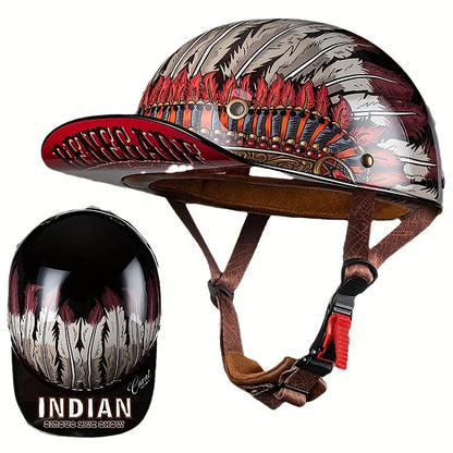 Retro Motorcycle Helmet for Men – Half Face Moto Helmet with Baseball Cap Design, DOT Certified Cycling Capacete De Moto