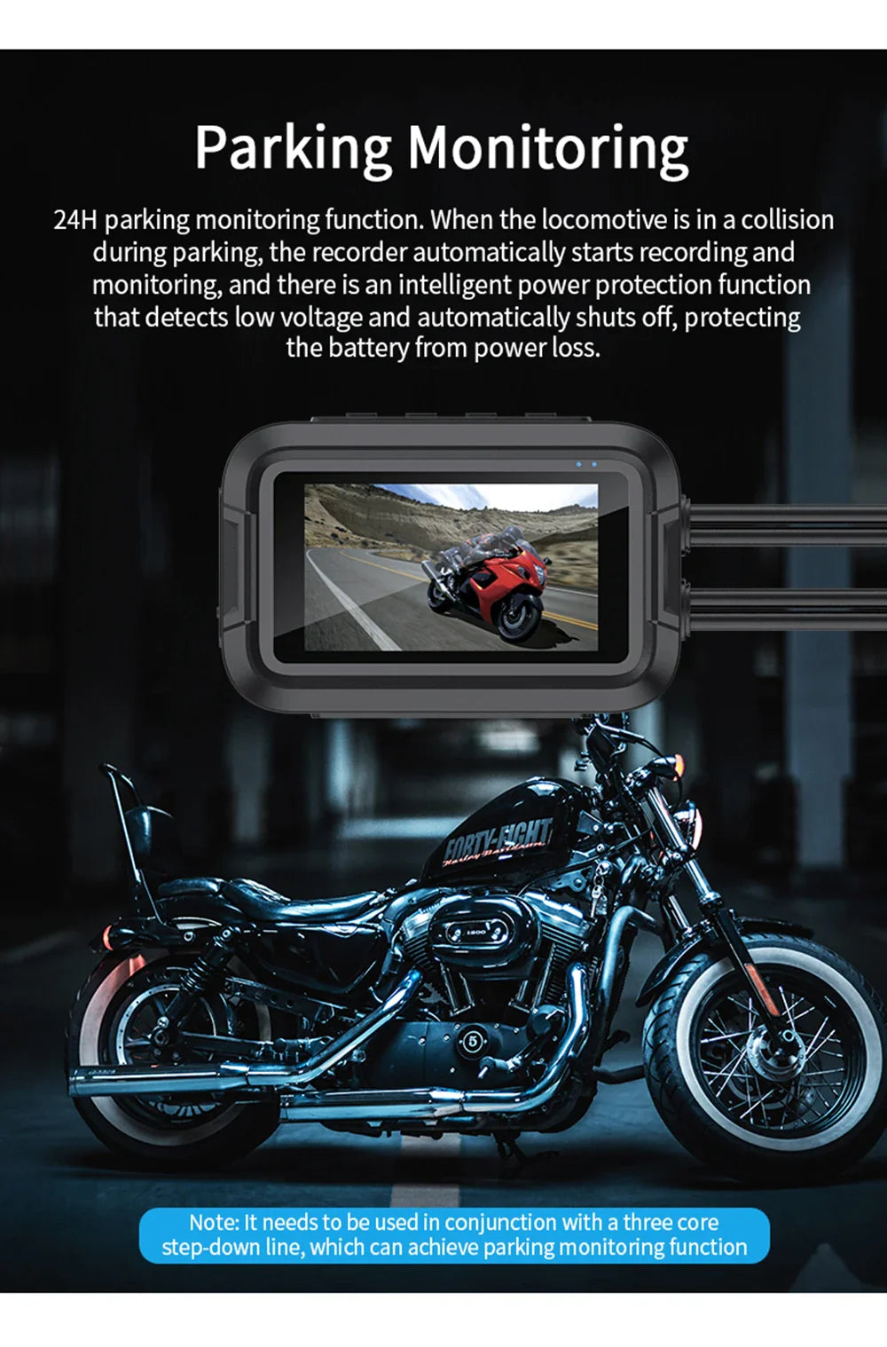 Dual 1080P Motorcycle DVR - Full Body Waterproof Camera with WiFi, GPS, Front and Rear Dash Cam Video Recorder Black Box