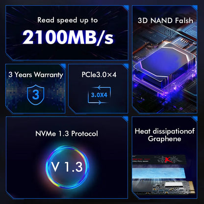 HUADISK NVMe M.2 PCIe Gen3 SSD – 128GB/256GB/512GB/1TB Internal Solid State Drive for Laptop & Desktop Storage Upgrade
