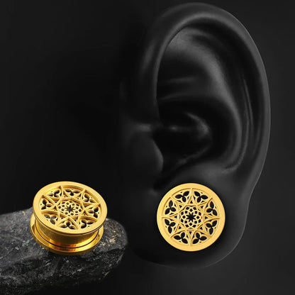 Giga 2PCS Stainless Steel Ear Plugs – Screw-On Earlobe Expander Tunnels & Stretcher Gauges for Body Piercing