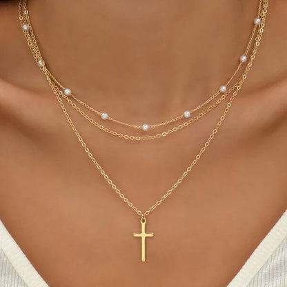 LATS Pearl Choker Necklace for Women – Double Layer Heart Pendant Jewelry Gift