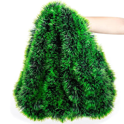 Christmas Bow Tinsel Ribbon Garland – Green Ribbon for Tree, Wreath & Holiday Decor