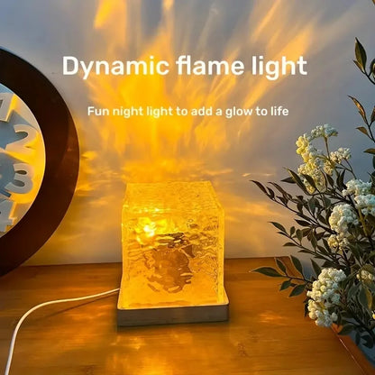 Dynamic Rotating Water Ripple Projector Night Light - 3/16 Colors Flame Crystal Lamp for Living Room Study Bedroom, Rotating Light
