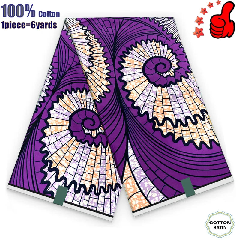 African Real Wax Fabric - High Quality 100% Cotton Ankara Pagne for Women’s Dresses