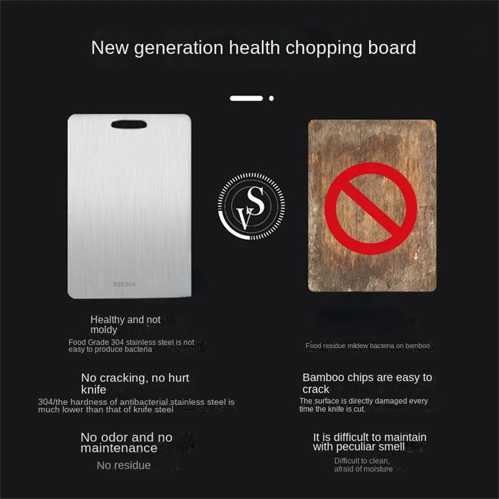 316 Stainless Steel Chopping Board – Thickened Double-Sided Cutting Board for Kitchen, Household Use, and Kneading Dough