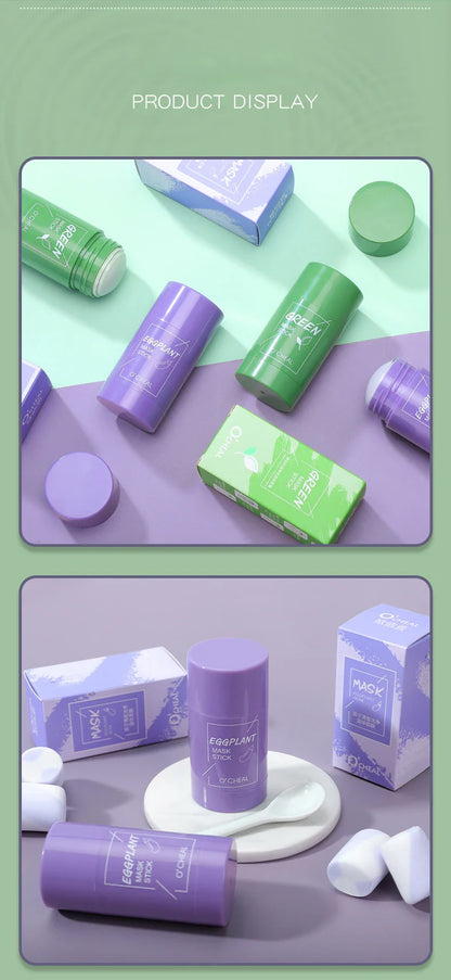 Green Tea & Honey Peach Facial Mask Stick – Pore Cleansing, Moisturizing & Charcoal Mud Mask